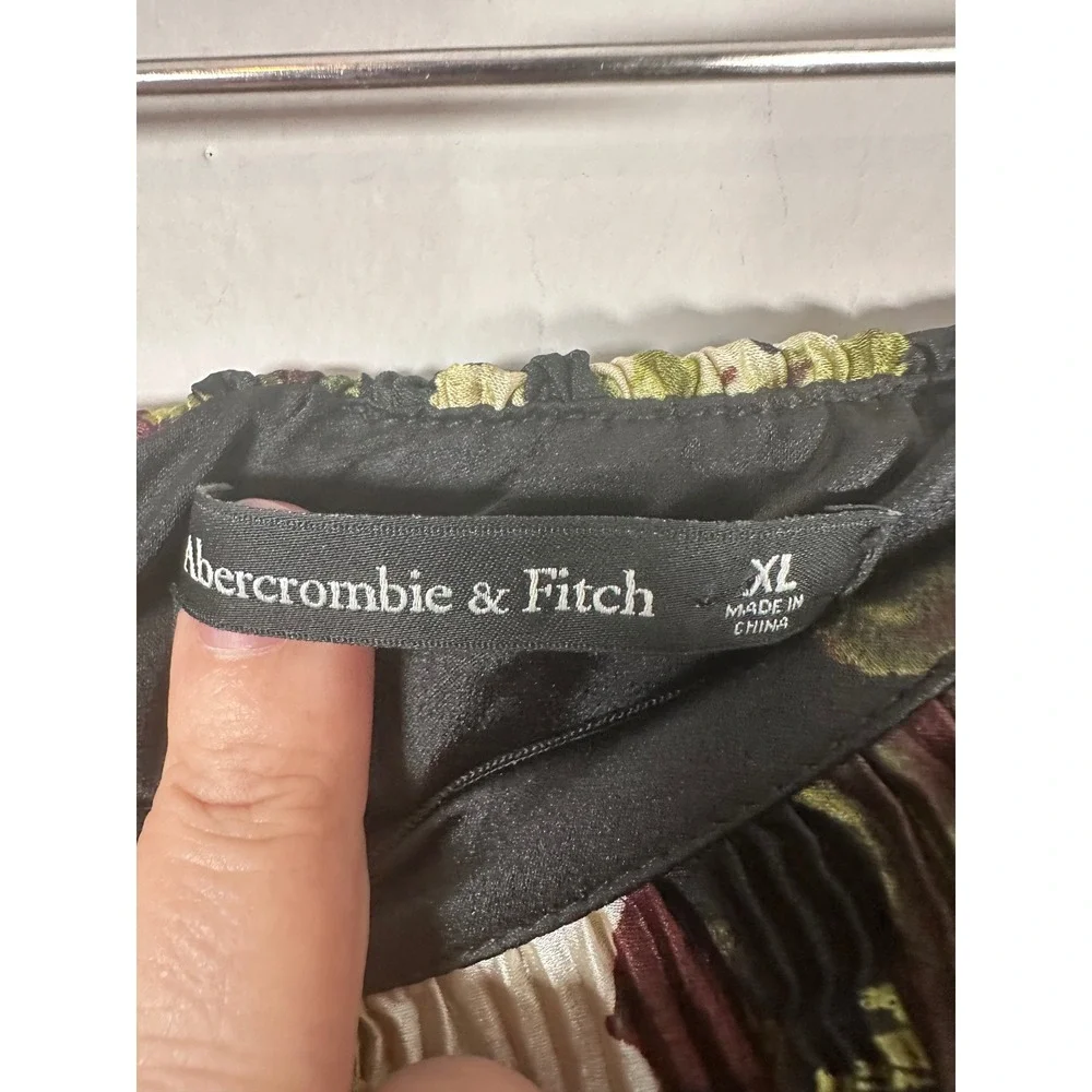 Abercrombie & Fitch Strapless Maxi Dress Womens XL Black Floral Dark Romantic